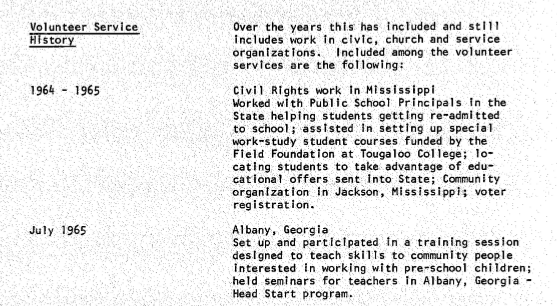 Volunteer Service History